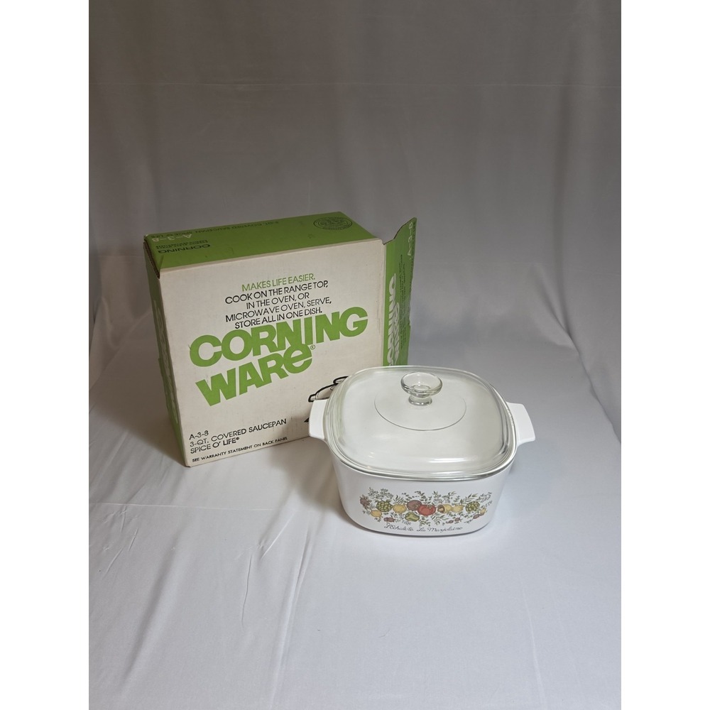 RARE NIB Vintage CorningWare Spice O' Life 3 QT Square Casserole with Lid - Picture 2 of 11